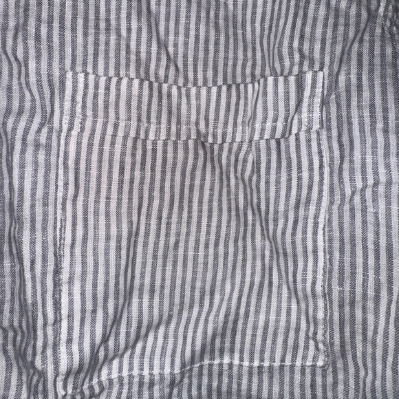 Striped Gray Long Sleeve Shirt & shorts sleep set - Picture 2 of 10
